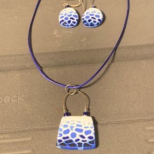 Pebble blue necklace and earrings!